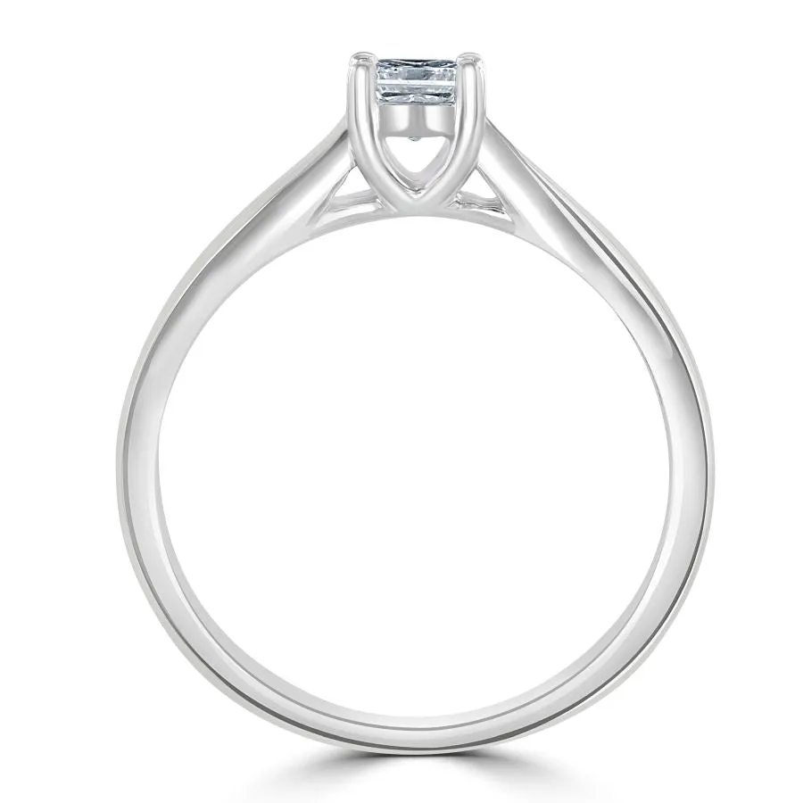 0.25ct Princess Cut Diamond Solitaire 18ct White Gold Ring