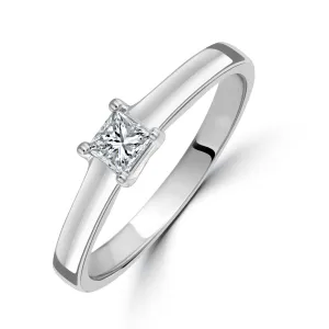 0.25ct Princess Cut Diamond Solitaire 18ct White Gold Ring