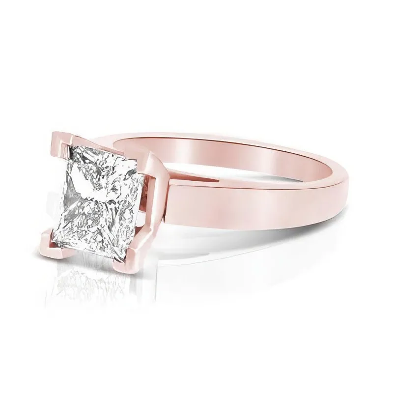 0.35-1.50 CT Princess Cut Diamonds - Solitaire Ring