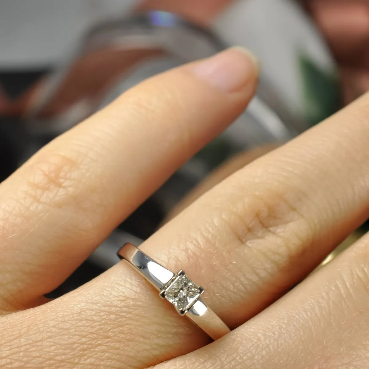 0.35-1.50 CT Princess Cut Diamonds - Solitaire Ring