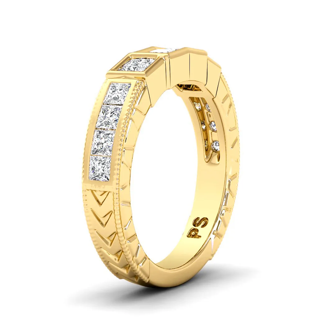 0.80 CT Princess Cut Lab Grown Diamonds - Wedding Band