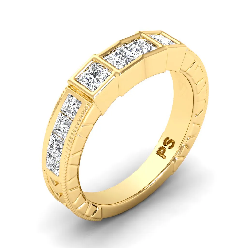 0.80 CT Princess Cut Lab Grown Diamonds - Wedding Band