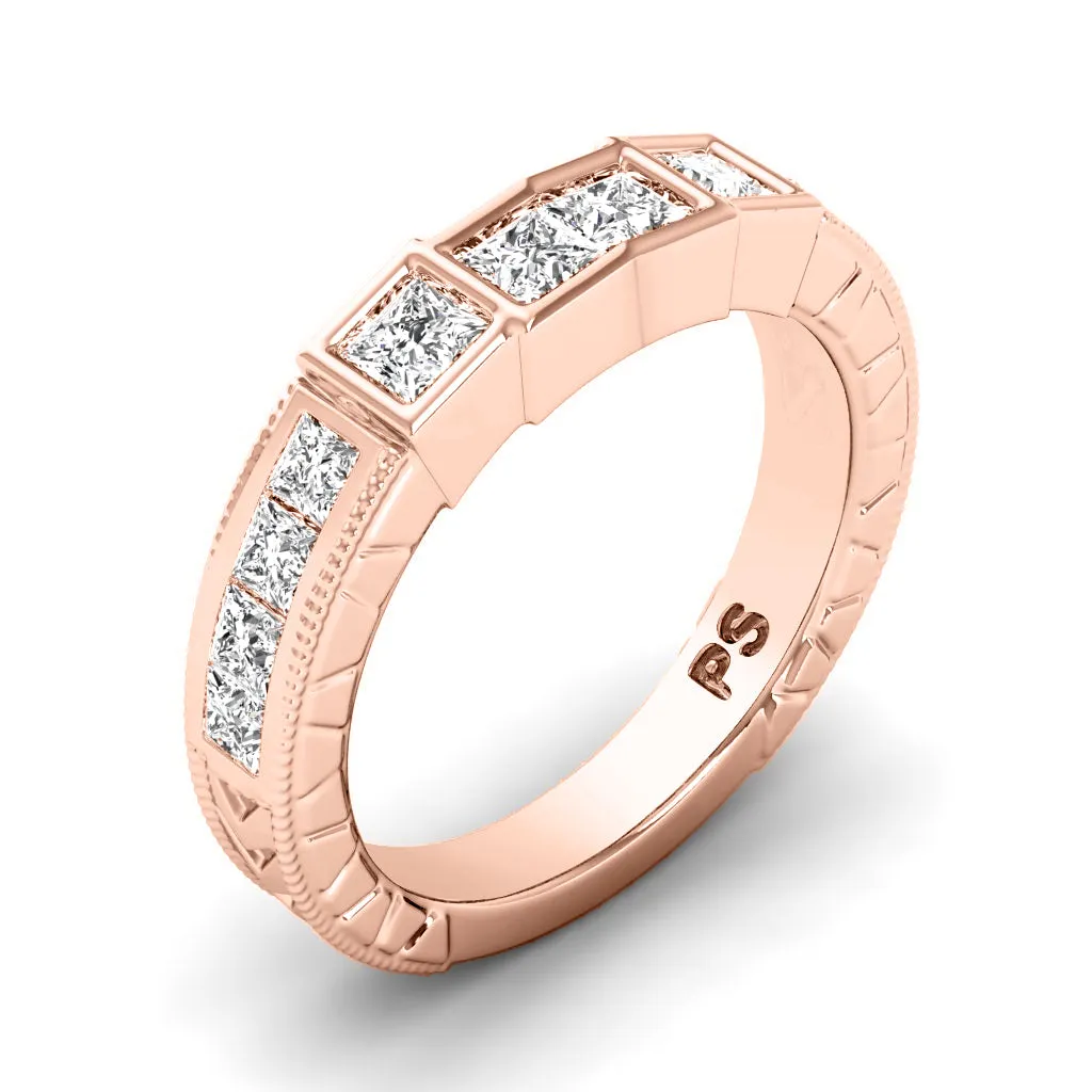 0.80 CT Princess Cut Lab Grown Diamonds - Wedding Band
