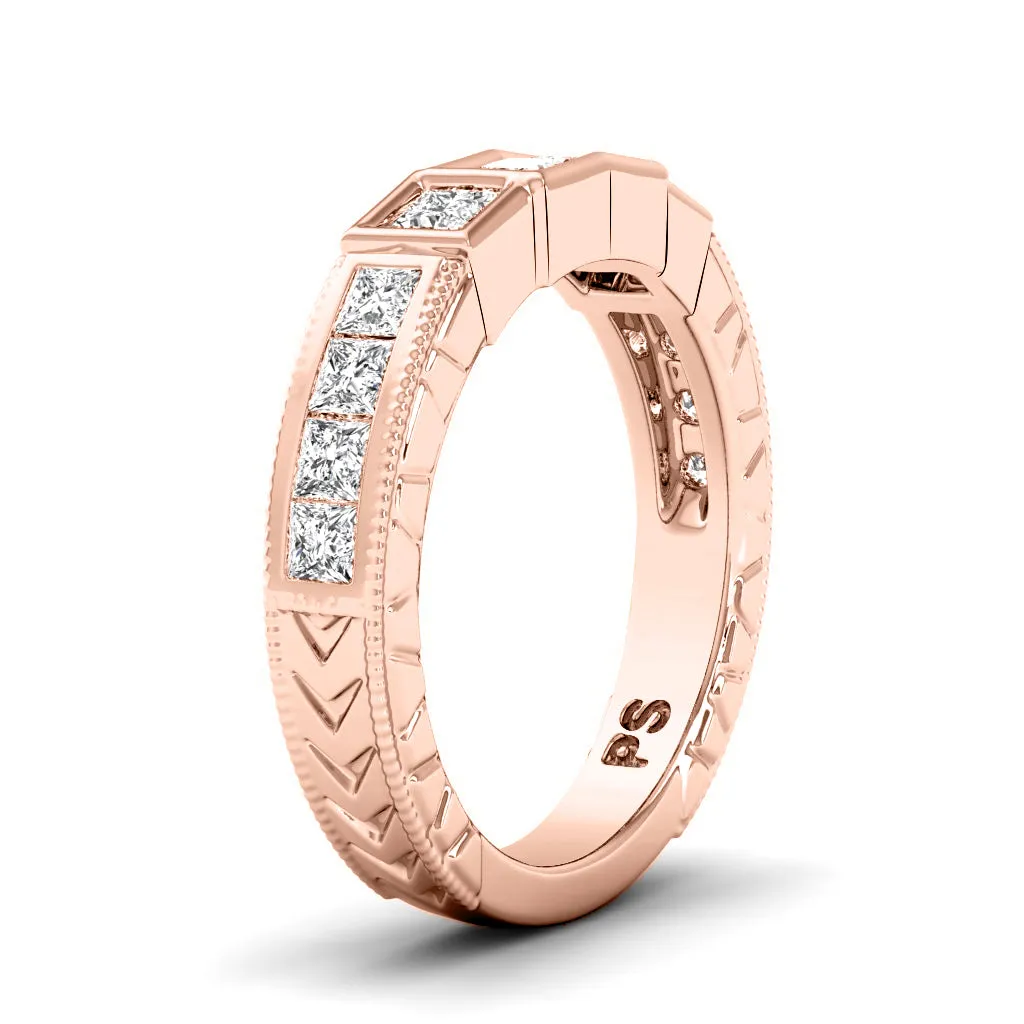 0.80 CT Princess Cut Lab Grown Diamonds - Wedding Band