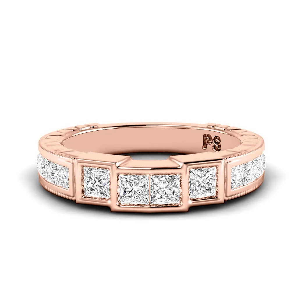 0.80 CT Princess Cut Lab Grown Diamonds - Wedding Band