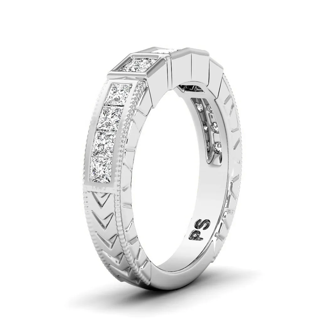 0.80 CT Princess Cut Lab Grown Diamonds - Wedding Band
