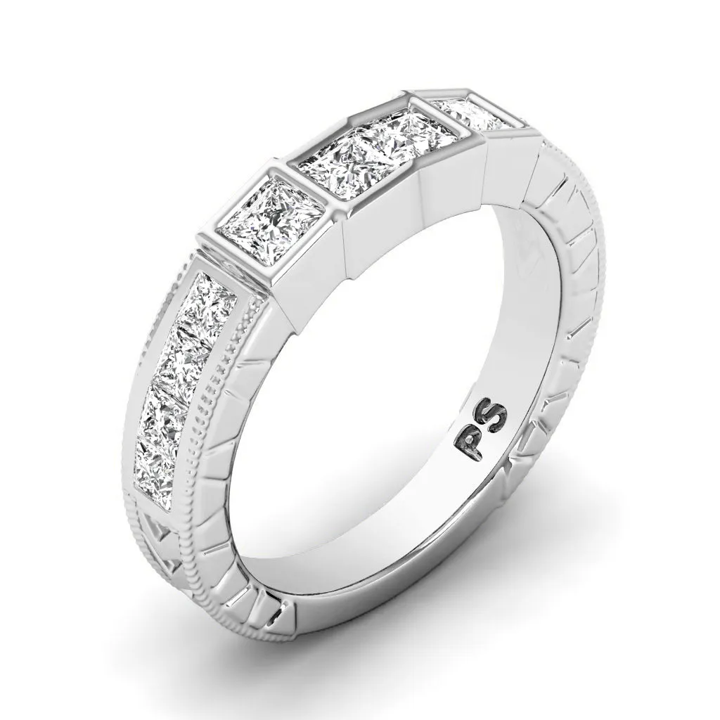 0.80 CT Princess Cut Lab Grown Diamonds - Wedding Band