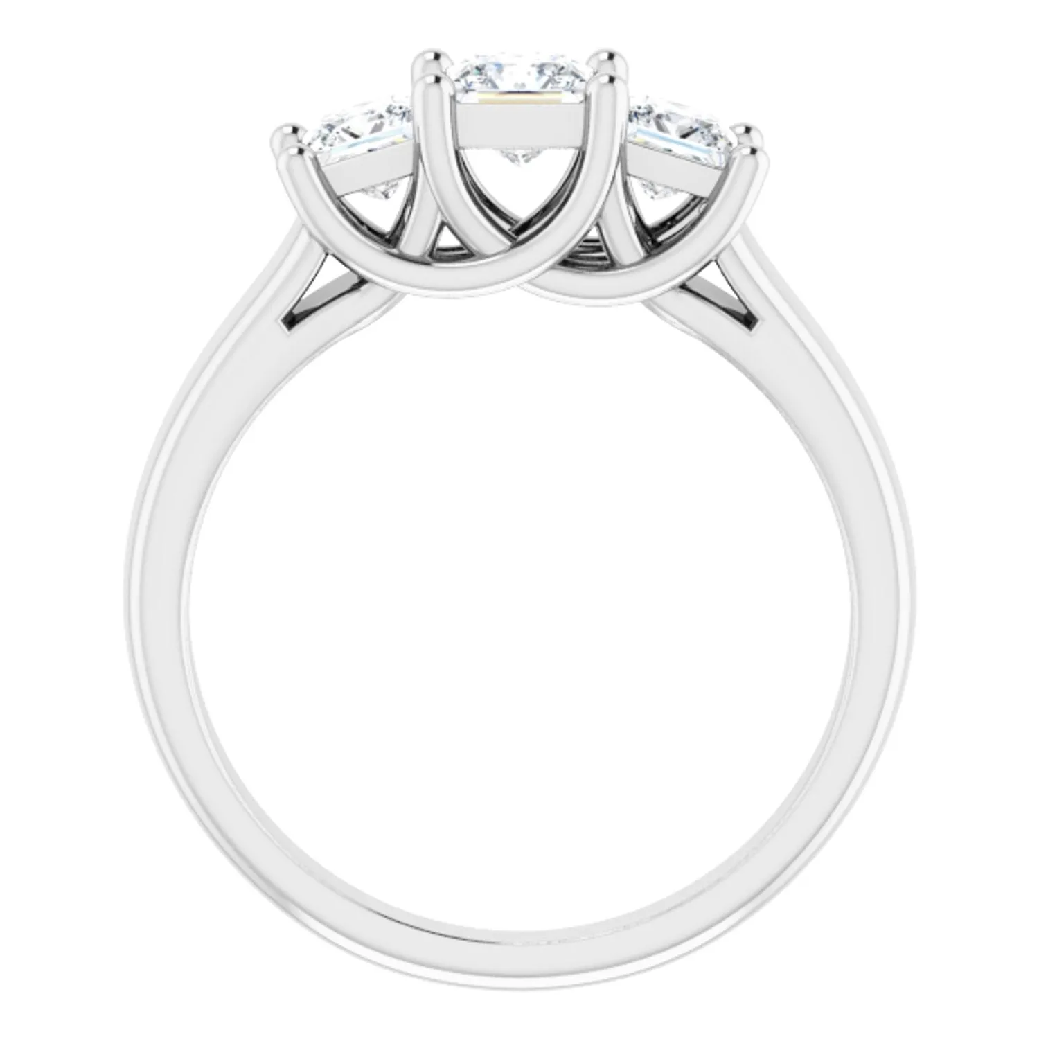 0.97 CTW Princess Cut Cubic Zirconia | Sterling Silver Three-Stone Ring Anniversary Band | Size 7