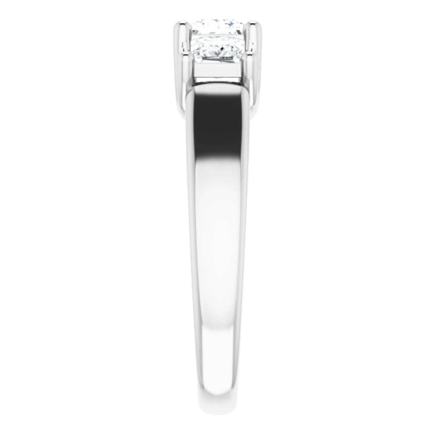 0.97 CTW Princess Cut Cubic Zirconia | Sterling Silver Three-Stone Ring Anniversary Band | Size 7