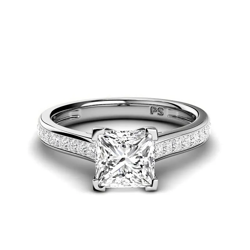 1.00-3.50 CT Princess Cut Lab Grown Diamonds - Engagement Ring