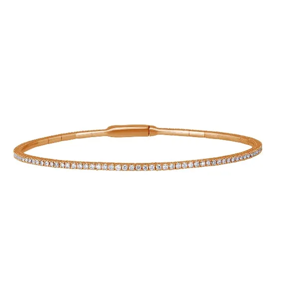 1.00 Carat Natural Diamond Flexible All Way Round Bangle Bracelet G SI 14K White Gold 7''