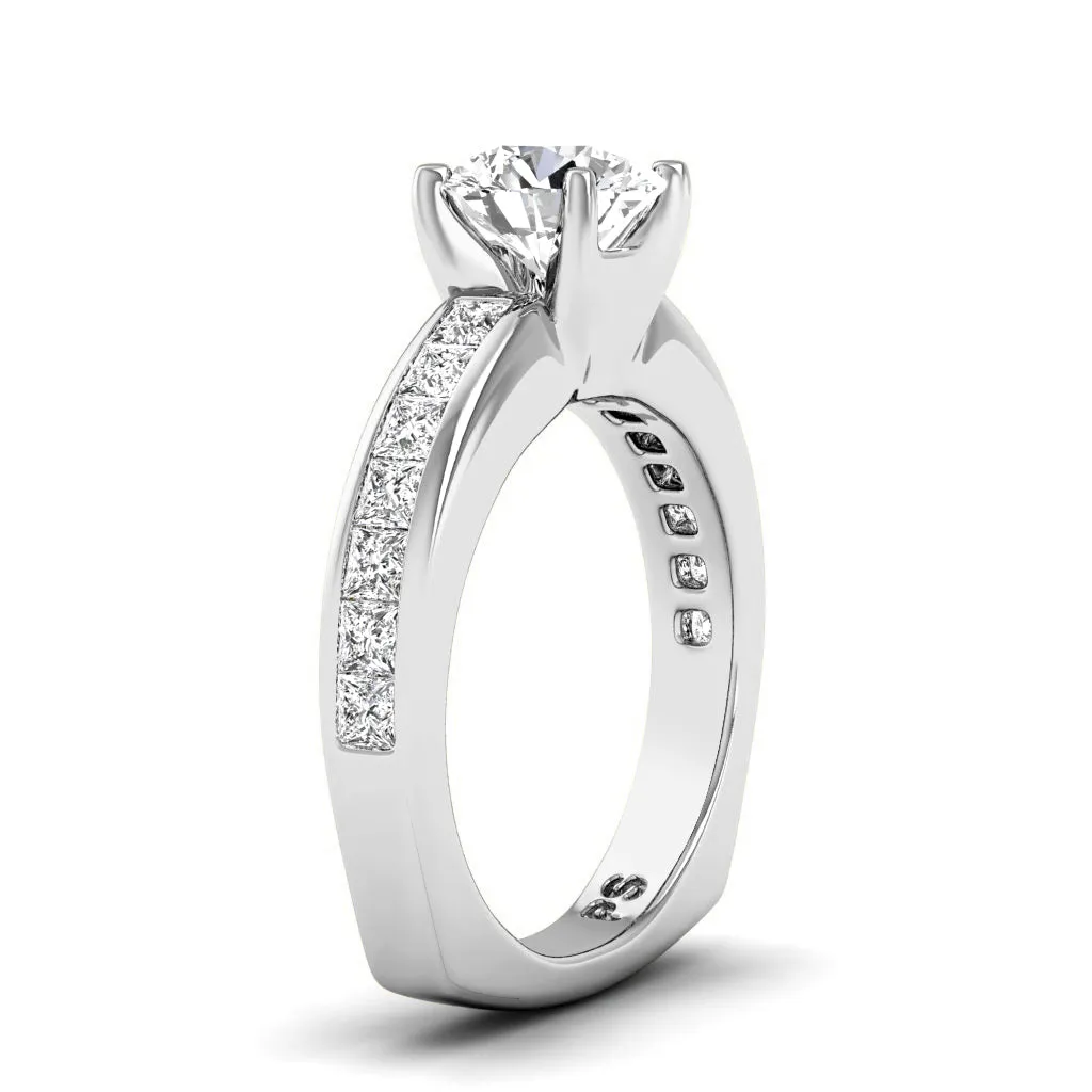 1.05-2.20 CT Princess & Round Cut Diamonds - Engagement Ring