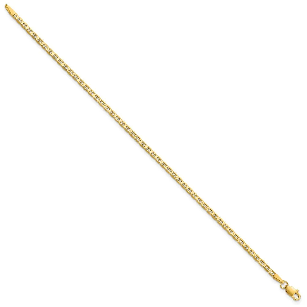 10k 2.4mm Flat Anchor Chain Anklet