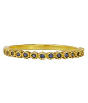 10K Gold Band w/Half Eternity Blue Sapphire