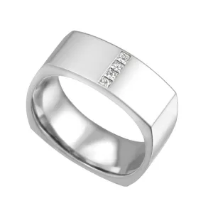 10K White Gold (0.16ct) Princess Cut Diamond Square Mens Ring