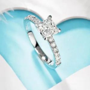 10k White Gold 1.0 Ct Princess Cut Diamond Engagement Ring