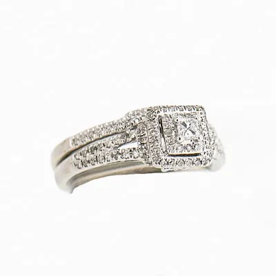 10K White Gold Diamond Wedding Set with approx. 0.75 ctw