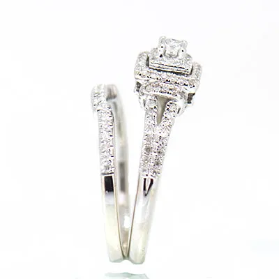 10K White Gold Diamond Wedding Set with approx. 0.75 ctw