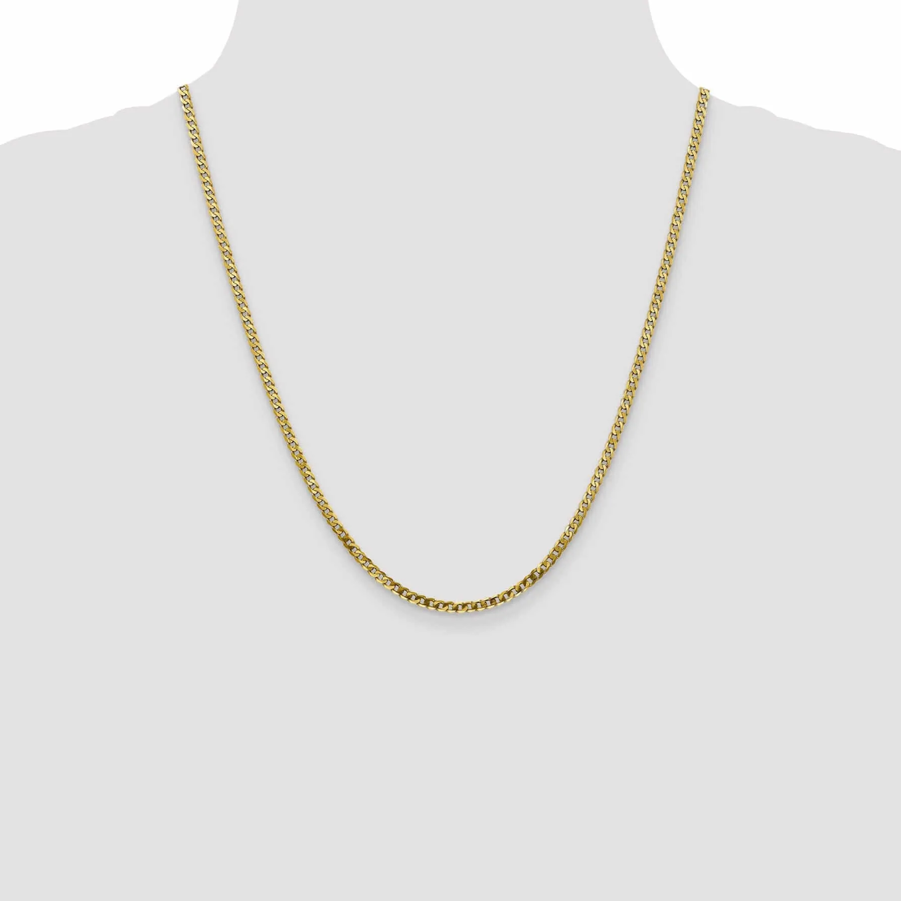 10k Yellow Gold 2.4mm Flat Beveled Curb Chain