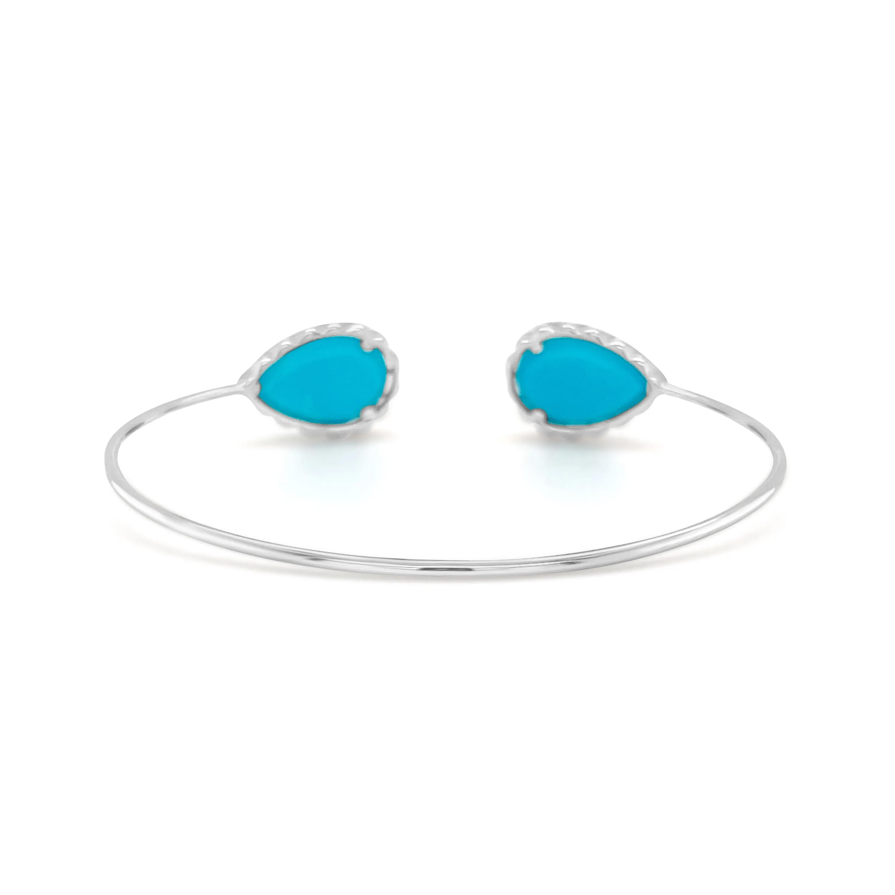 11.30 Carat Clear Quartz Over Turquoise Gemstone Bangle in 18k White Gold