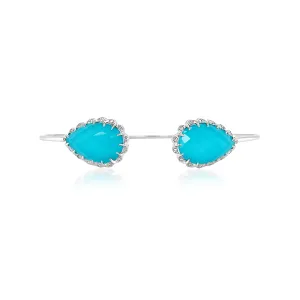 11.30 Carat Clear Quartz Over Turquoise Gemstone Bangle in 18k White Gold