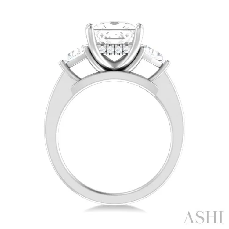 1/2 ctw Princess Shape Trillion Cut & Round Cut Diamond Semi Mount Engagement Ring in 14K White Gold