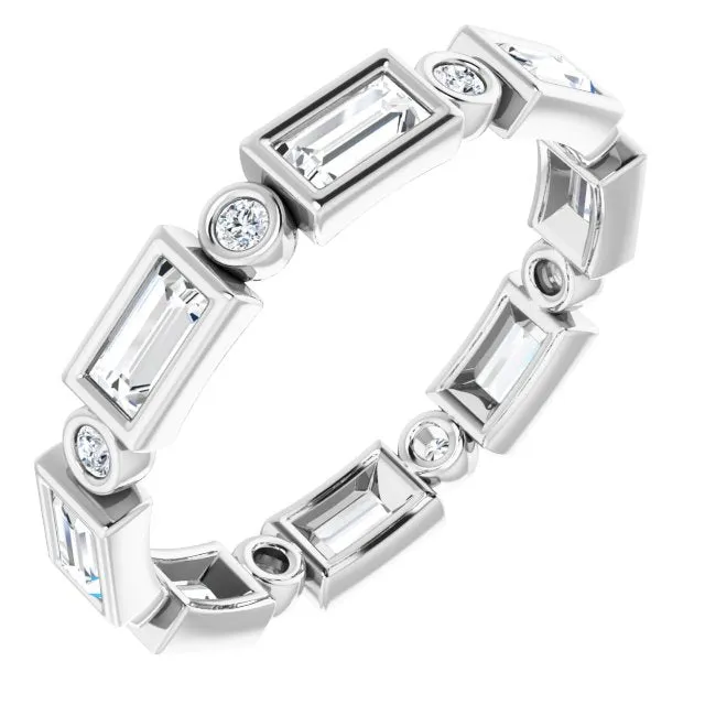 1.24 ct. Straight Baguette & Round Diamond Eternity Band