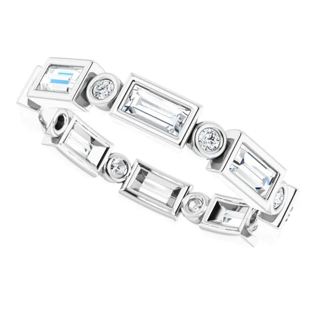 1.24 ct. Straight Baguette & Round Diamond Eternity Band