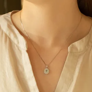 1.25 Carat Oval Paraiba Tourmaline Diamond Halo Pendant Necklace