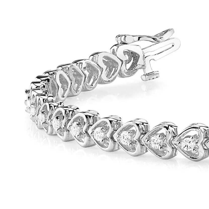 1.25 ctw Round Diamond Hearth Shaped Tennis Bracelet
