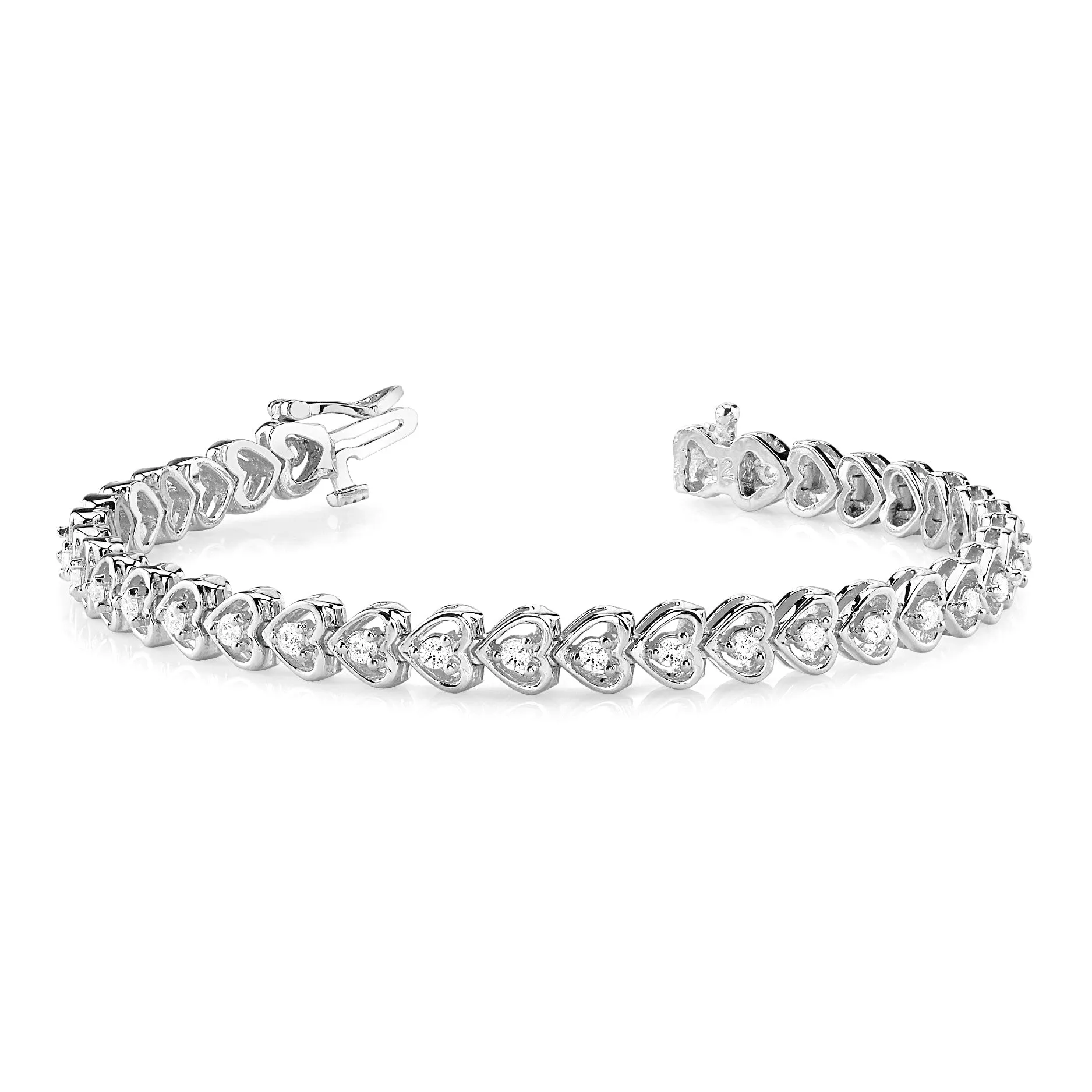 1.25 ctw Round Diamond Hearth Shaped Tennis Bracelet