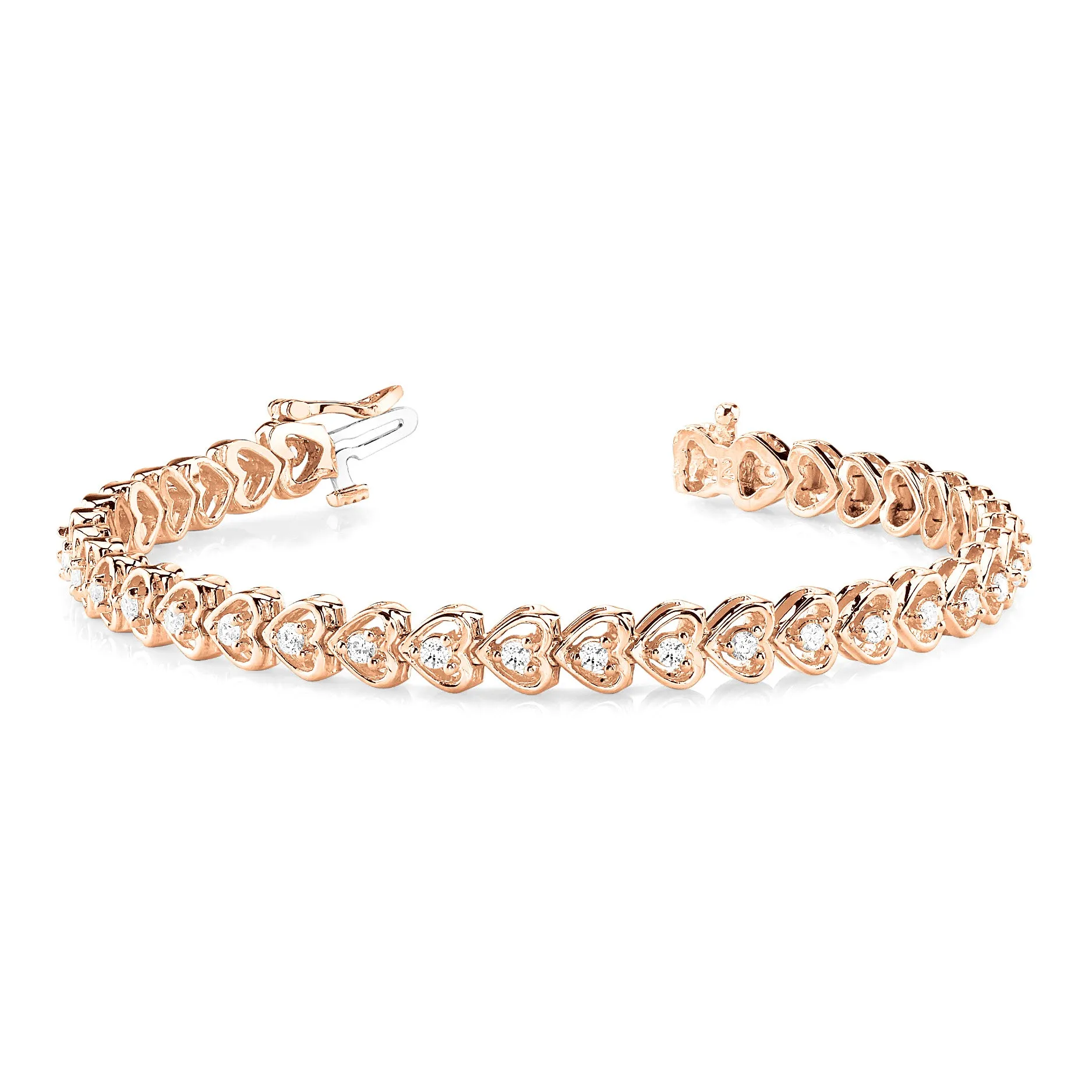 1.25 ctw Round Diamond Hearth Shaped Tennis Bracelet