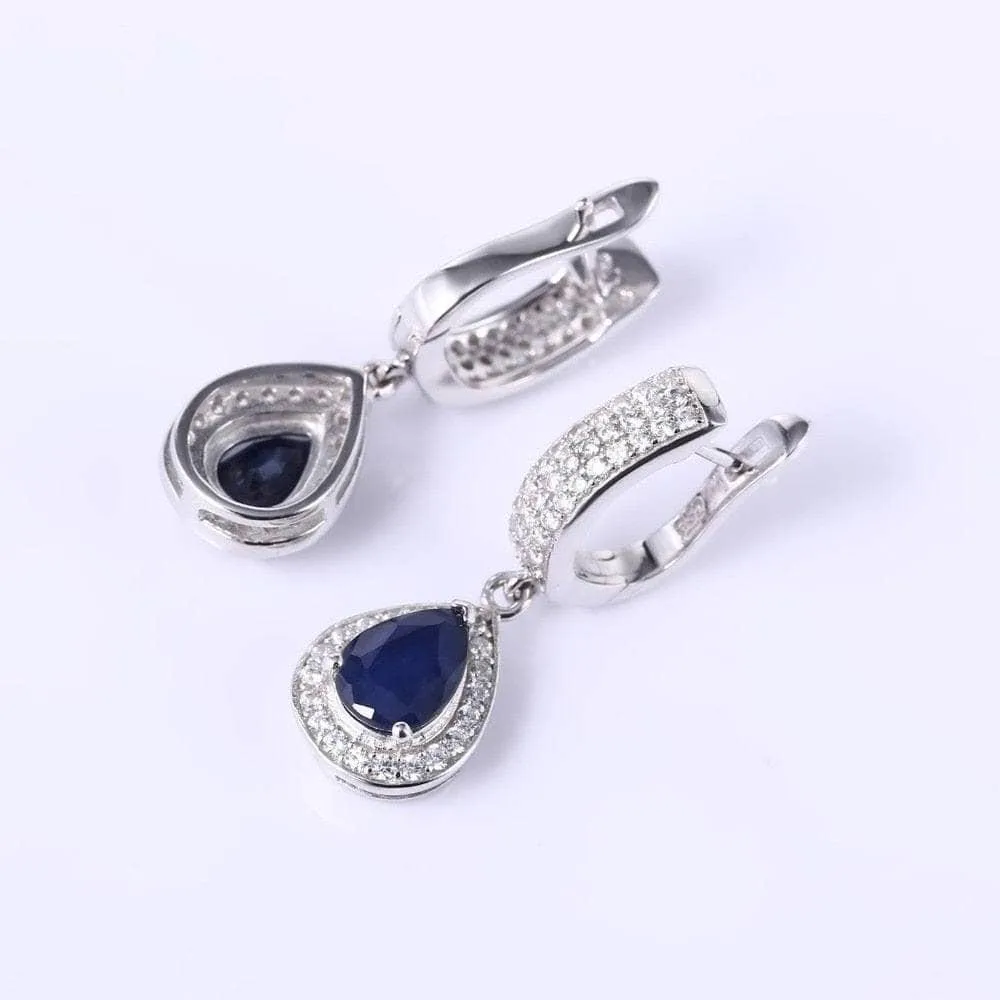 1.29 Ct Natural Sapphire Drop Earrings