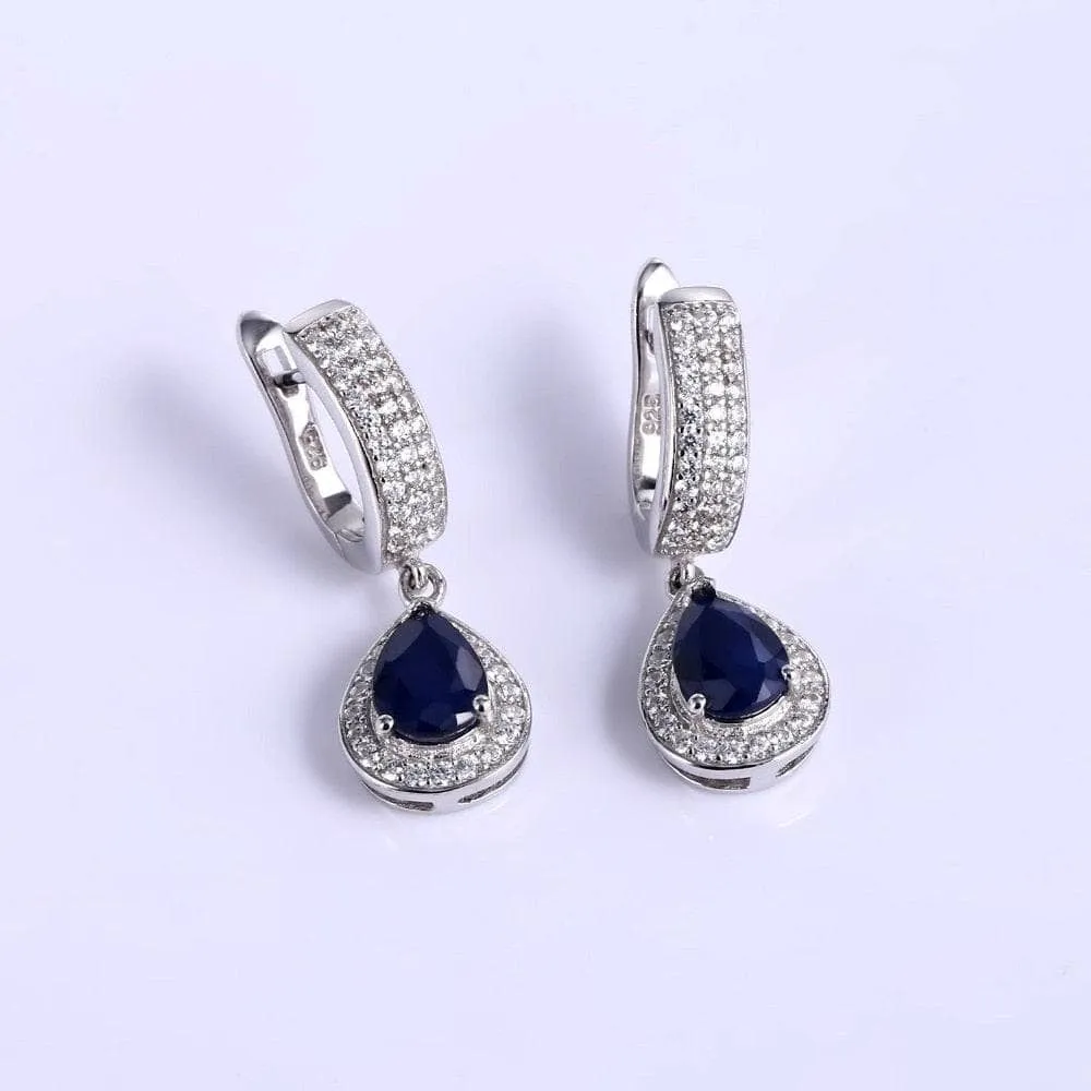 1.29 Ct Natural Sapphire Drop Earrings