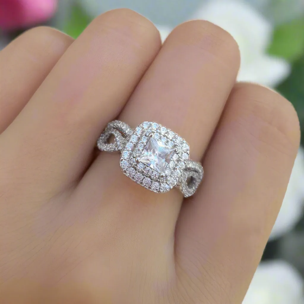 1.3 Ct Princess Cut Diamond Engagement Ring