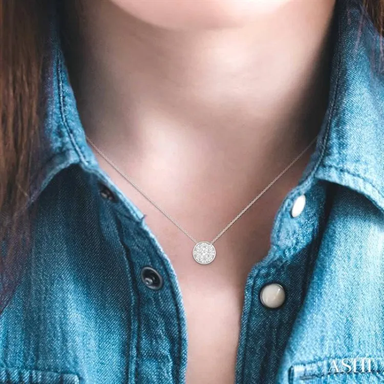 1/3 ctw Round Shape Lovebright Diamond Pendant With Chain in 14K White Gold