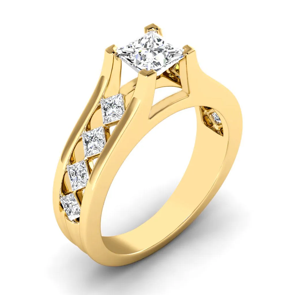 1.30-3.80 CT Princess Cut Lab Grown Diamonds - Engagement Ring
