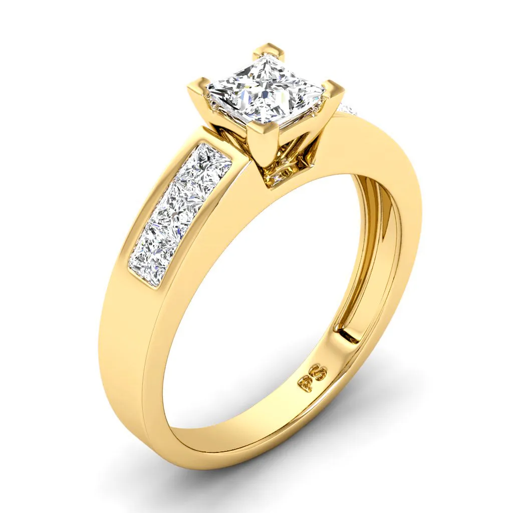 1.30-3.80 CT Princess Cut Lab Grown Diamonds - Engagement Ring