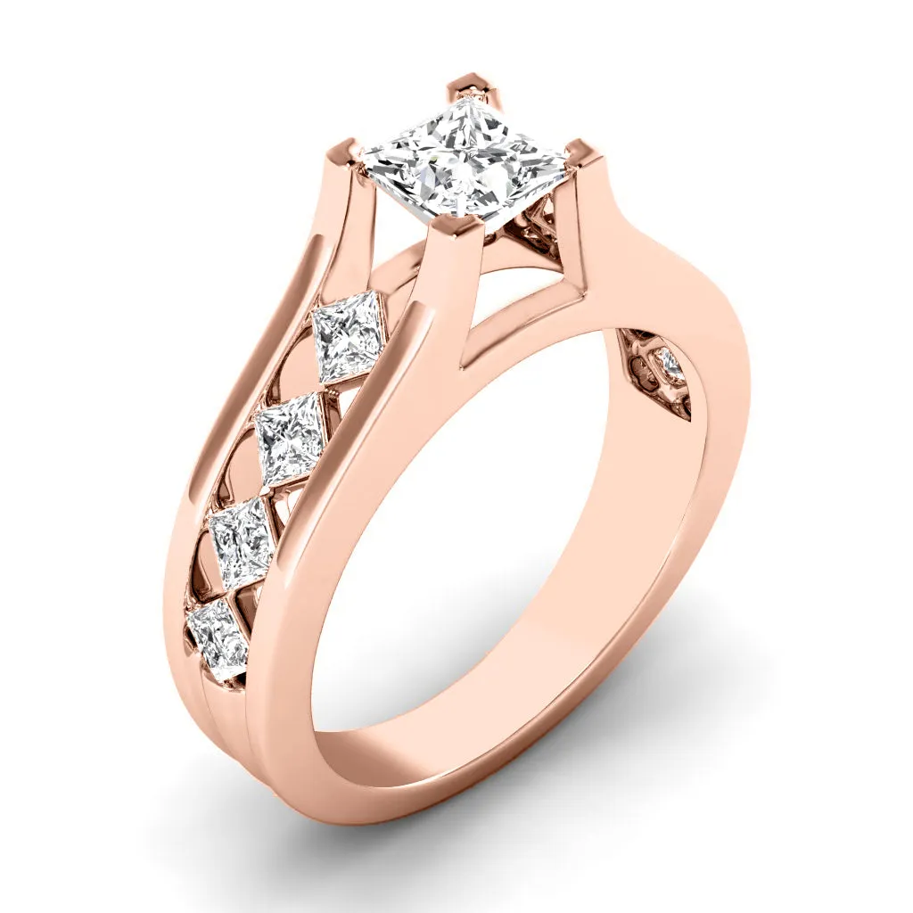 1.30-3.80 CT Princess Cut Lab Grown Diamonds - Engagement Ring