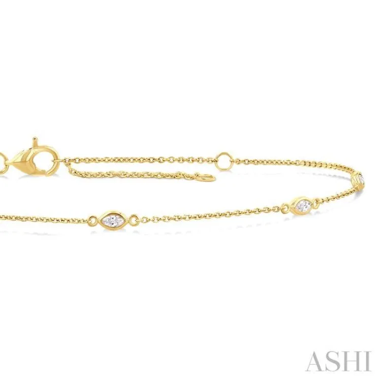 1/4 ctw Marquise Cut Diamond Station Bracelet in 14K Yellow Gold