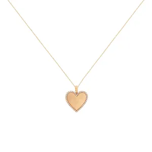 14 Karat Rose Gold Halo Heart Necklace With Diamonds