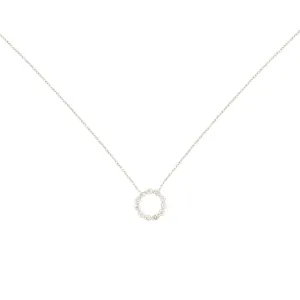14 Karat White Gold Halo Necklace With Diamonds
