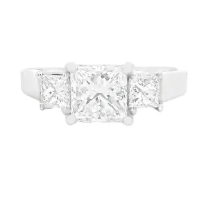 1.40ct Three Stone Princess Cut 18k White Gold Diamond Engagement Ring