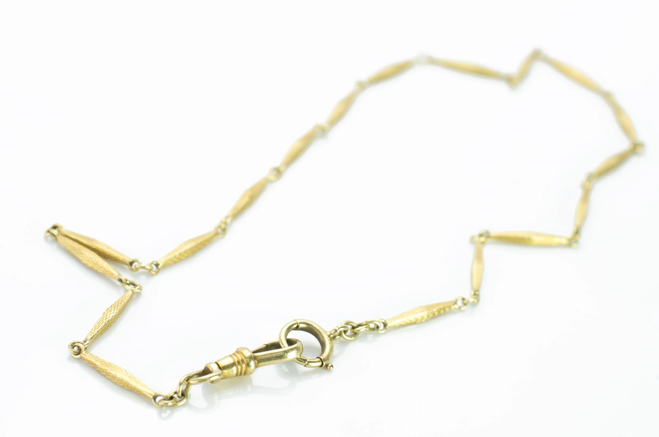14.25 INCH 14K GOLD FANCY LINK WATCH CHAIN