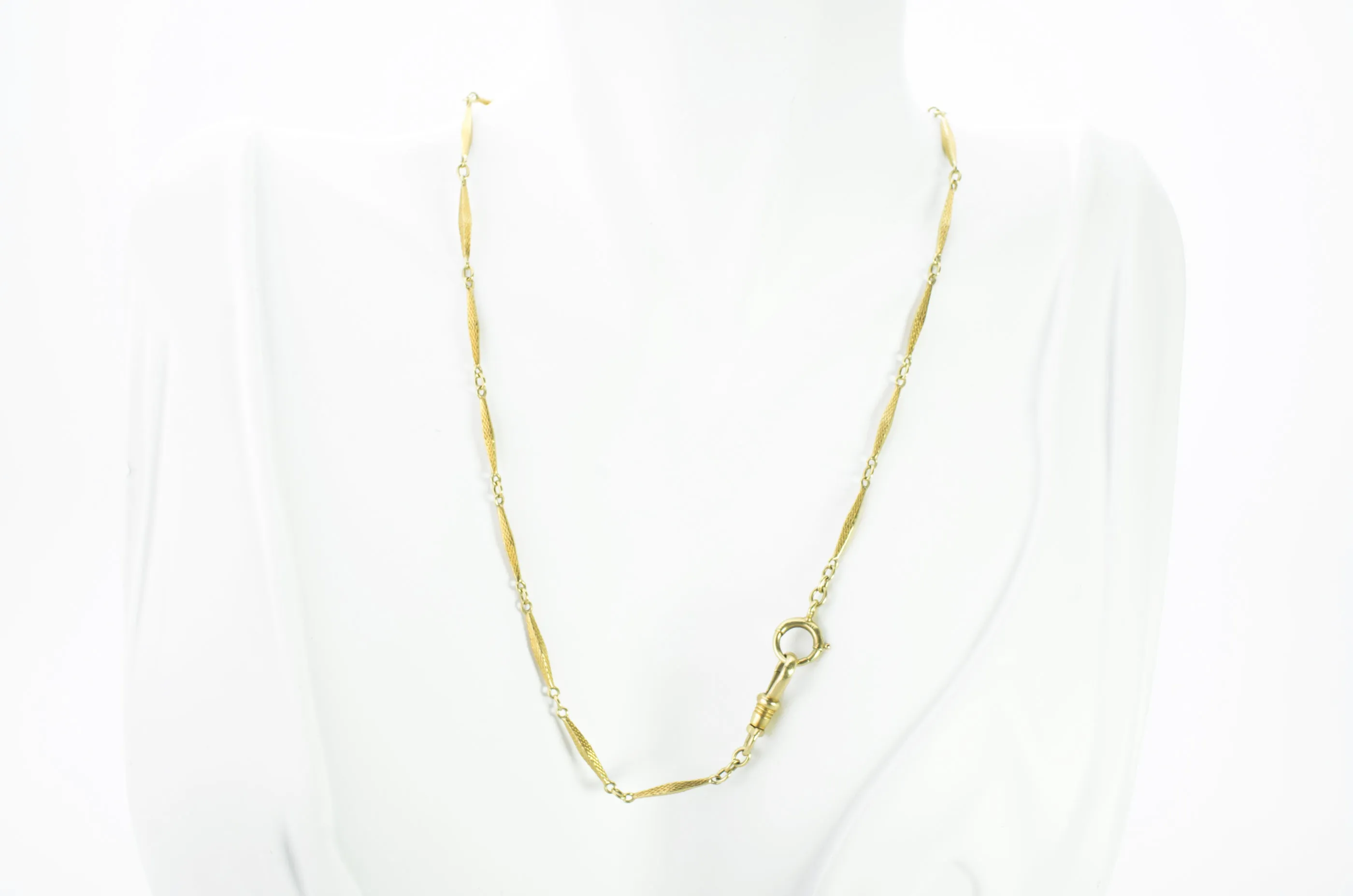 14.25 INCH 14K GOLD FANCY LINK WATCH CHAIN
