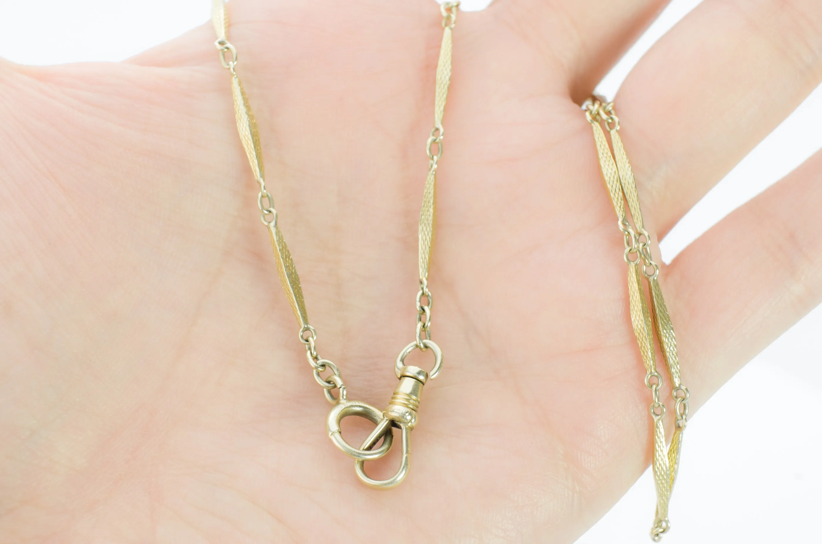 14.25 INCH 14K GOLD FANCY LINK WATCH CHAIN