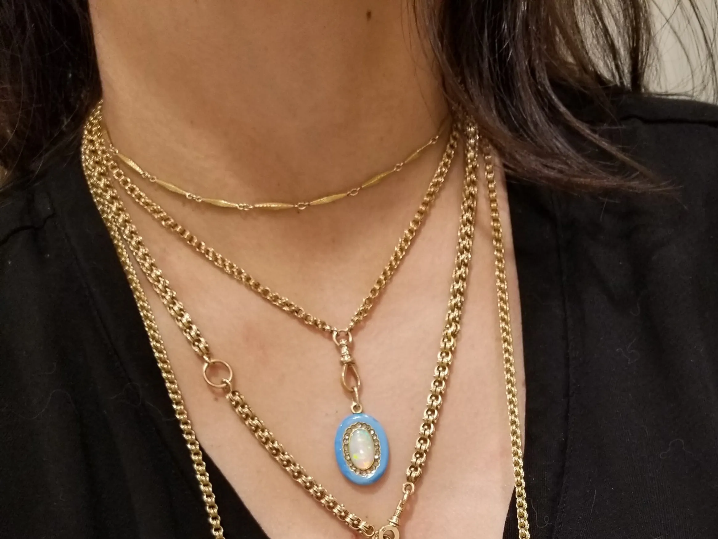 14.25 INCH 14K GOLD FANCY LINK WATCH CHAIN