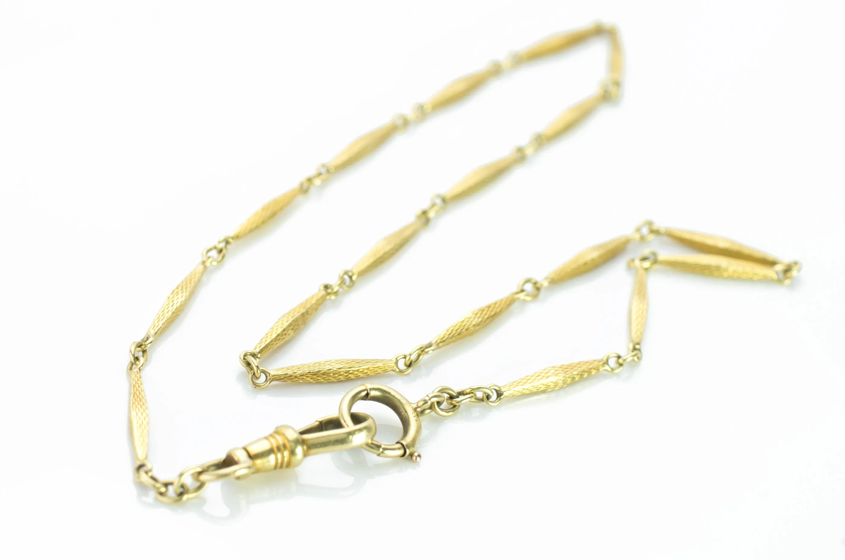 14.25 INCH 14K GOLD FANCY LINK WATCH CHAIN
