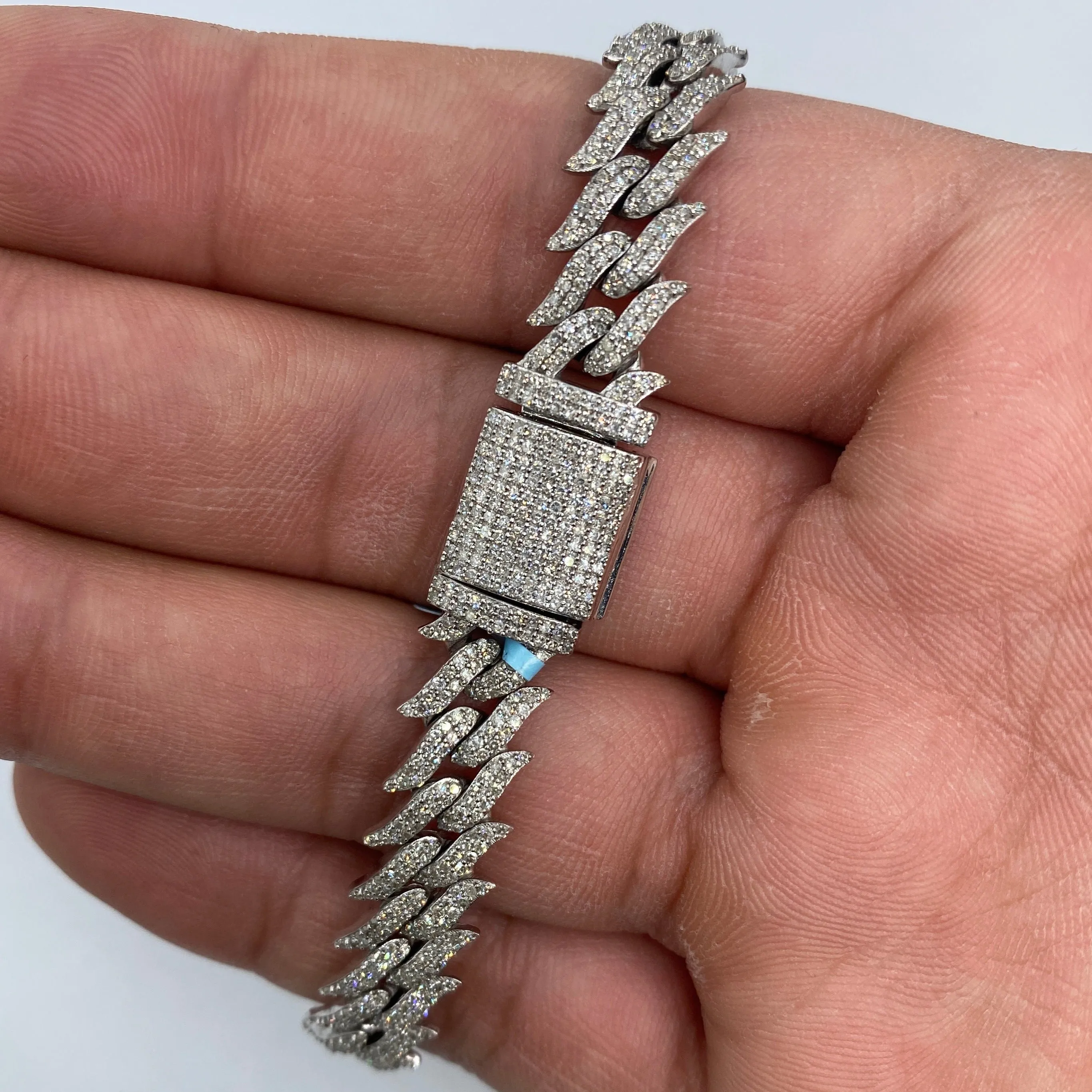 14K 10MM Thorn Cuban Link Diamond Bracelet 8"