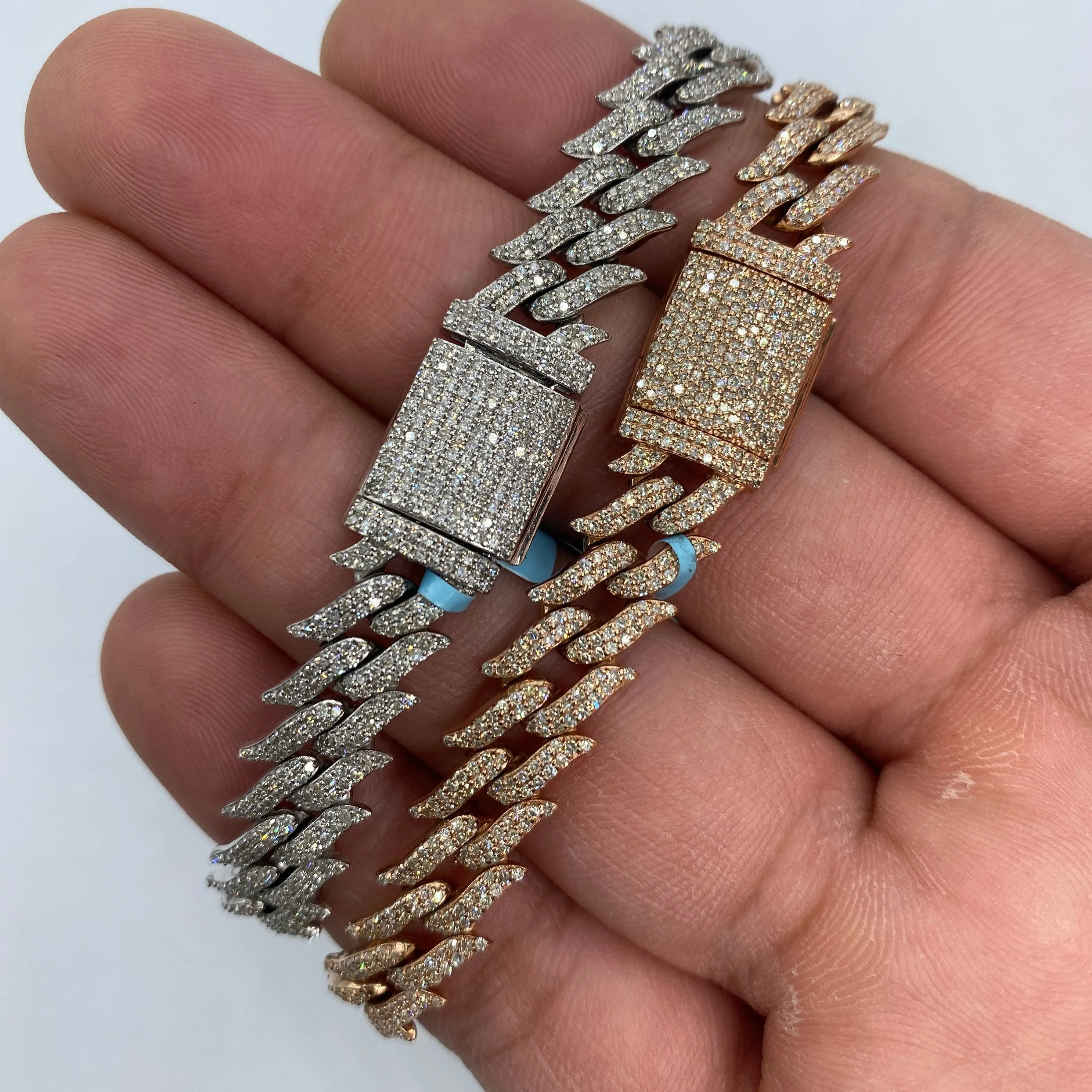14K 10MM Thorn Cuban Link Diamond Bracelet 8"
